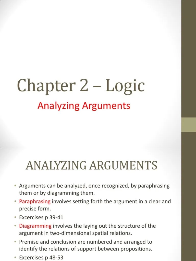 Chapter 2 - Logic: Analyzing Arguments | PDF | Argument | Reason