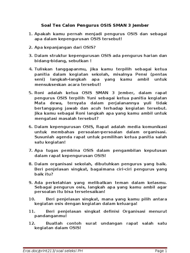 Maybe you would like to learn more about one of these? Soal Dan Jawaban Seleksi Osis Cara Golden