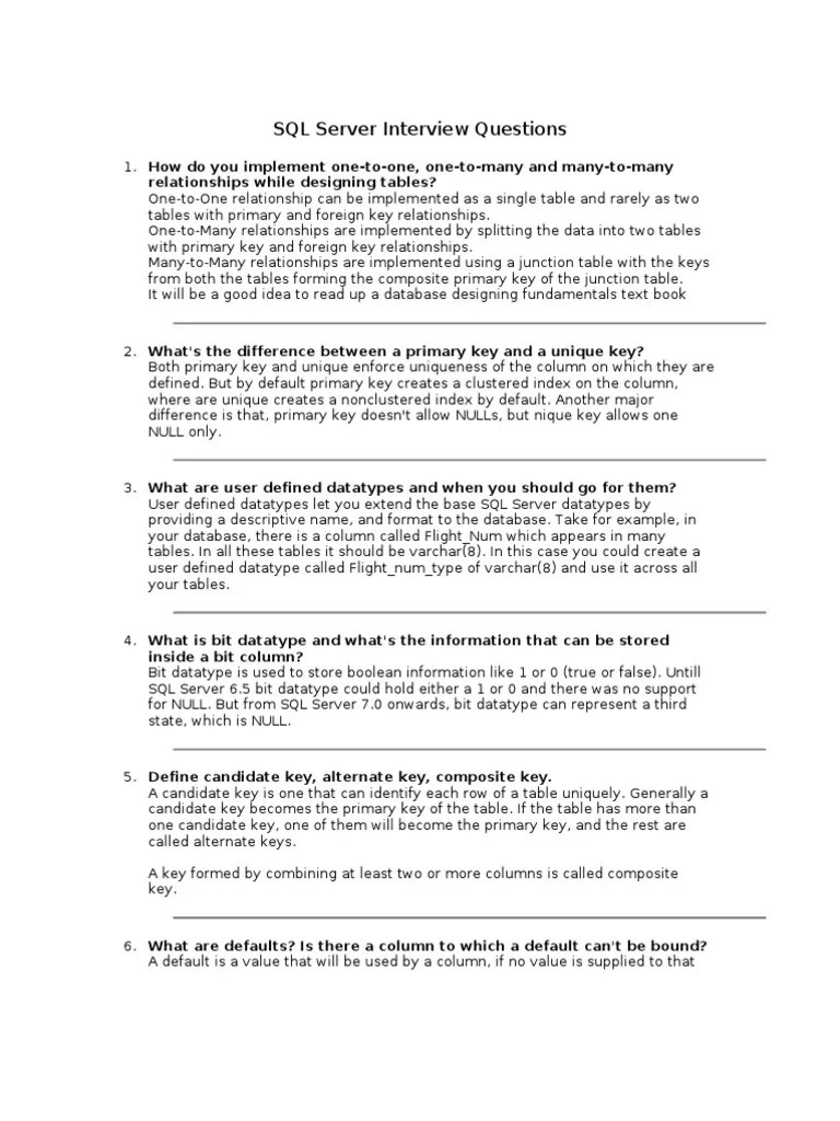 SQL Server Interview Questions | PDF | Database Index | Microsoft Sql Server