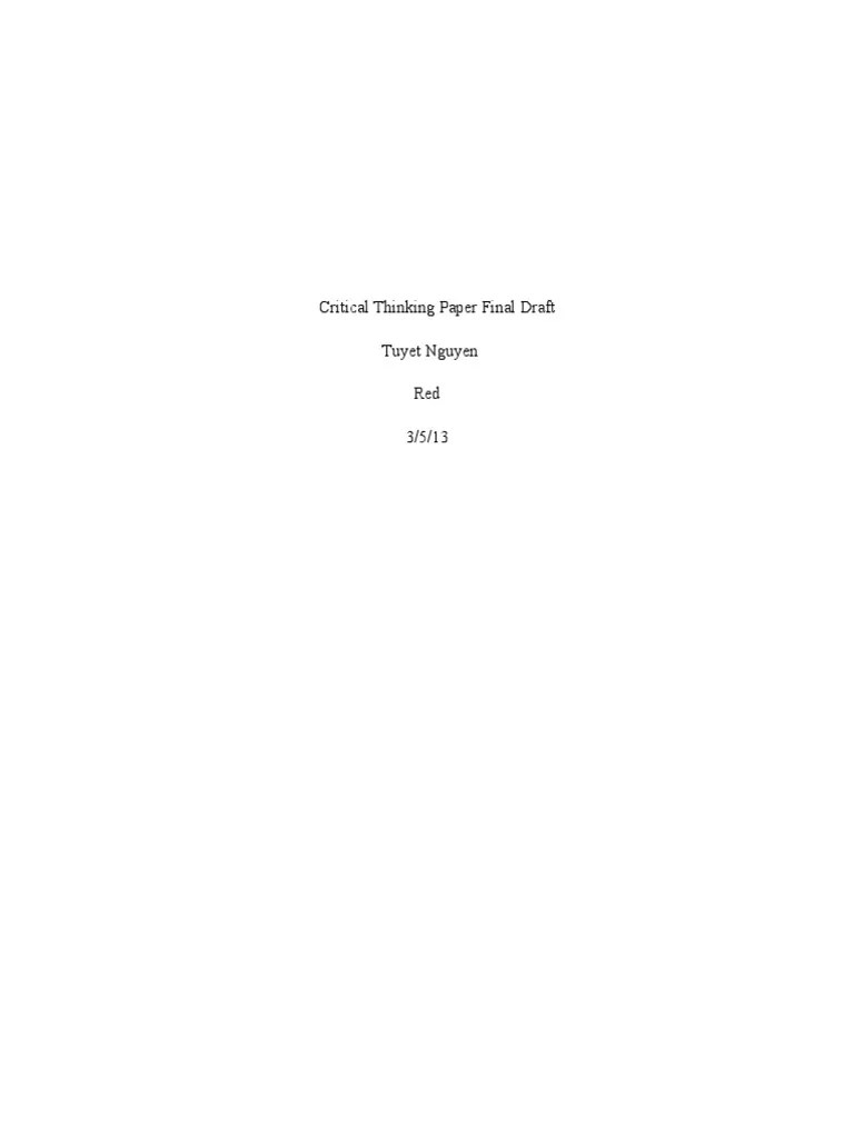 Critical Thinking Paper | PDF