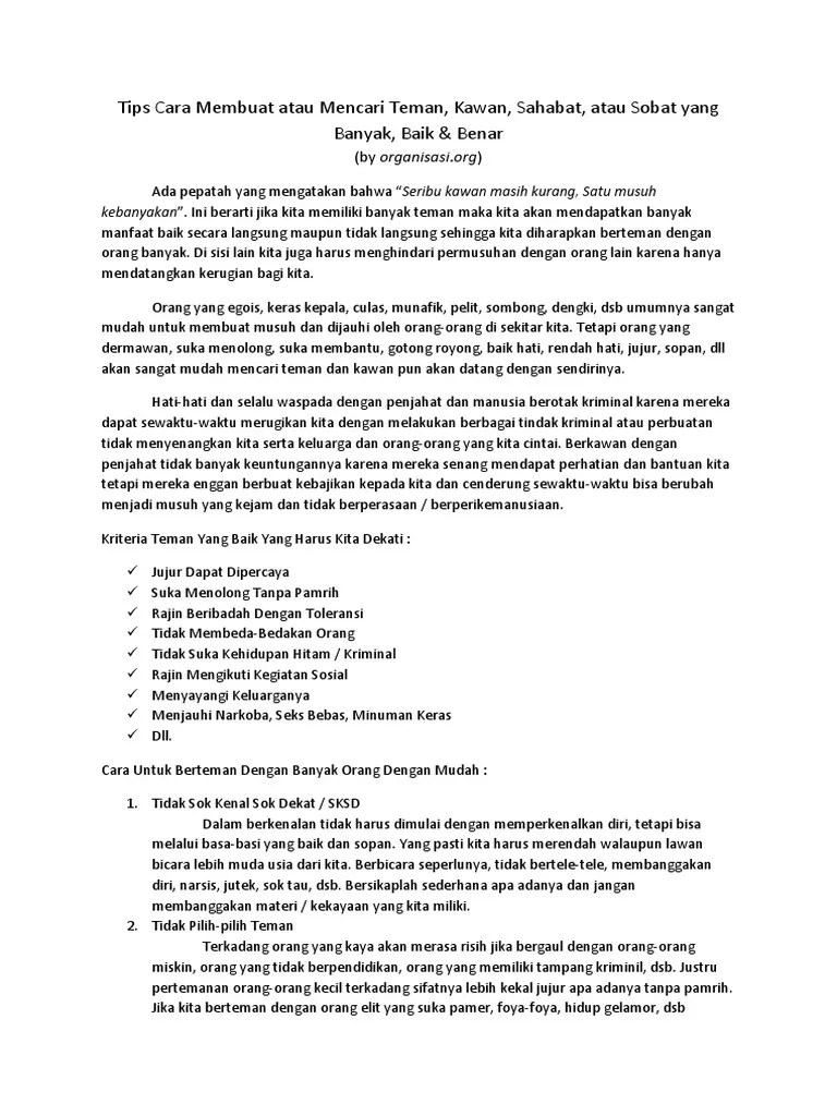 Tips Cara Mencari Teman N Kos | PDF