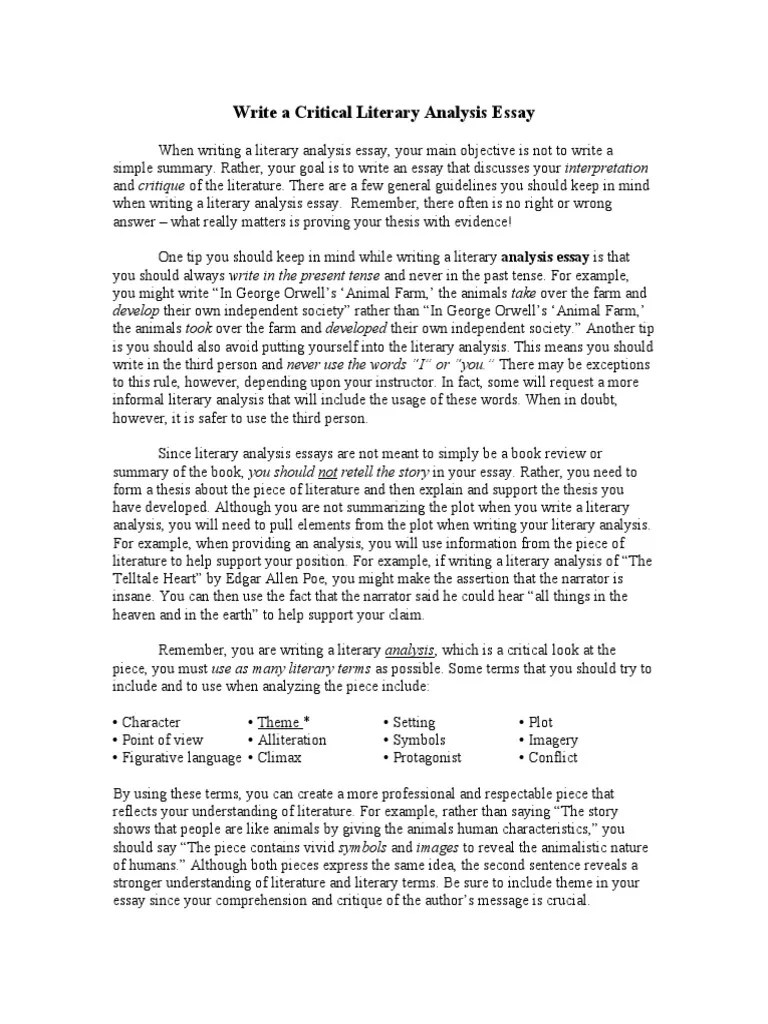 Short Story Analytical Essay