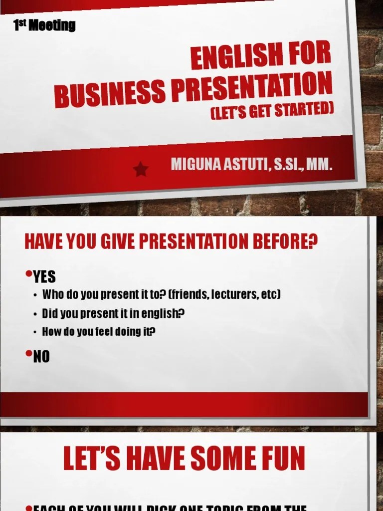 English For Business Presentation 1 | PDF | Microsoft Power Point | Grammar
