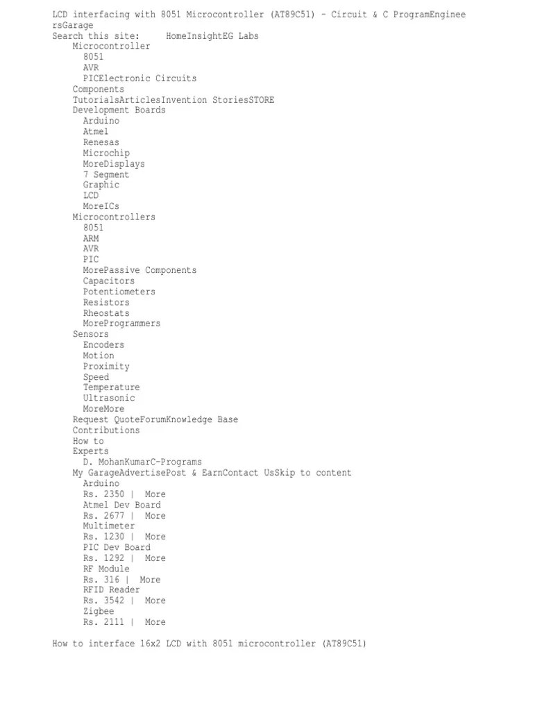 Lcd Interfacing With 8051 Microcontroller 89s52 Tutorial With Circuit Diagram And Code LCD commands and instruction with examples.