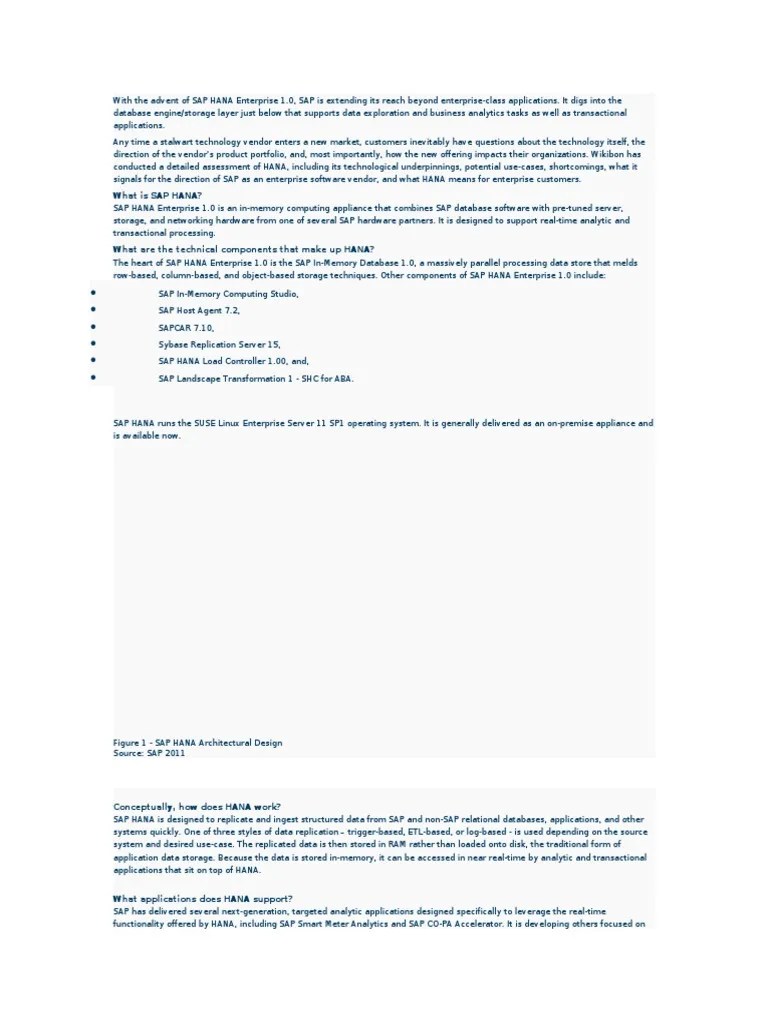 Sap Hana | PDF | Sap Se | Analytics