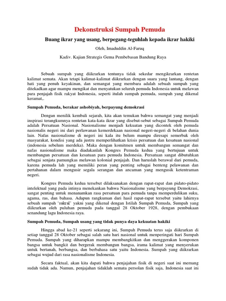 Dekonstuksi Sumpah Pemuda | PDF