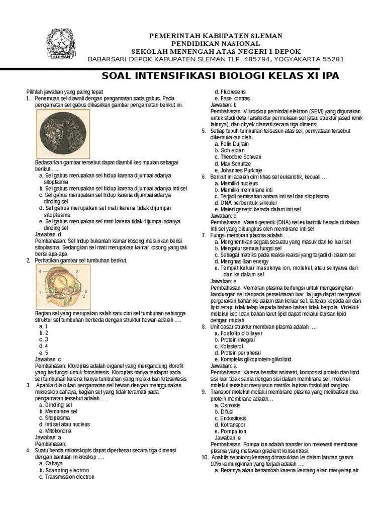 Semoga beberapa contoh soal dan pembahasannya dapat memberikan kamu gambaran mengenai uas yang akan kamu hadapi nanti. Soal Inten Sel Pdf