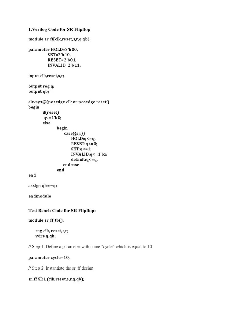 Verilog Code For A Transparent Latch D Q Always G Chegg Behavioral Modeling of D flip flop with Synchronous Clear.