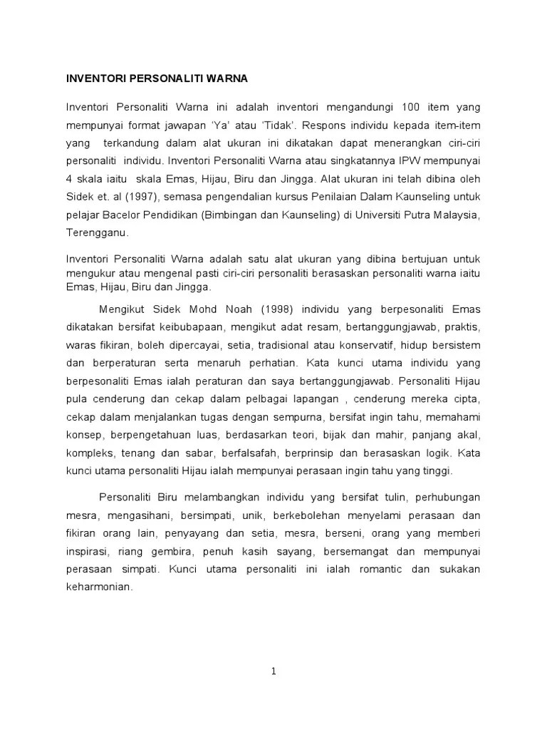 Check more flip ebooks related to nota komsas tingkatan 4 of norashidah_aris. Inventori Personaliti Warna Pdf