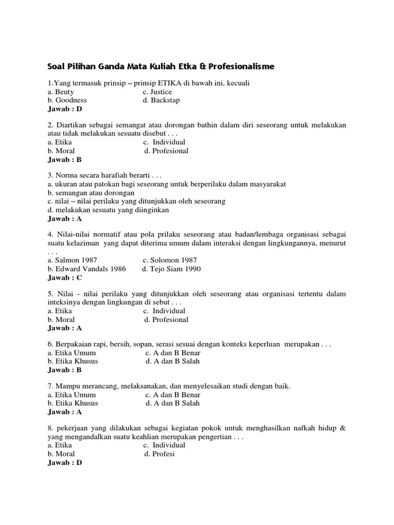 Norma adalah memberi pedoman tentang bagaimana kita . Soal Pilihan Ganda Pdf