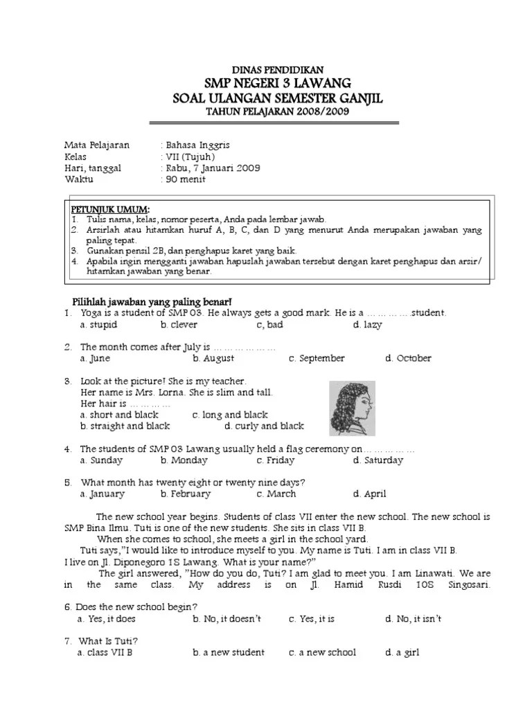Contoh Soal Uas Bahasa Inggris Smp Kelas 7 Chapter Iv Cute766