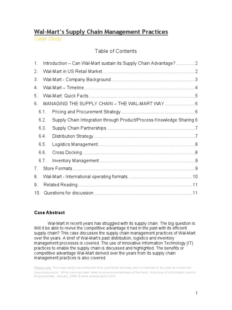 Walmart Supply Chain Management | PDF | Walmart | Retail