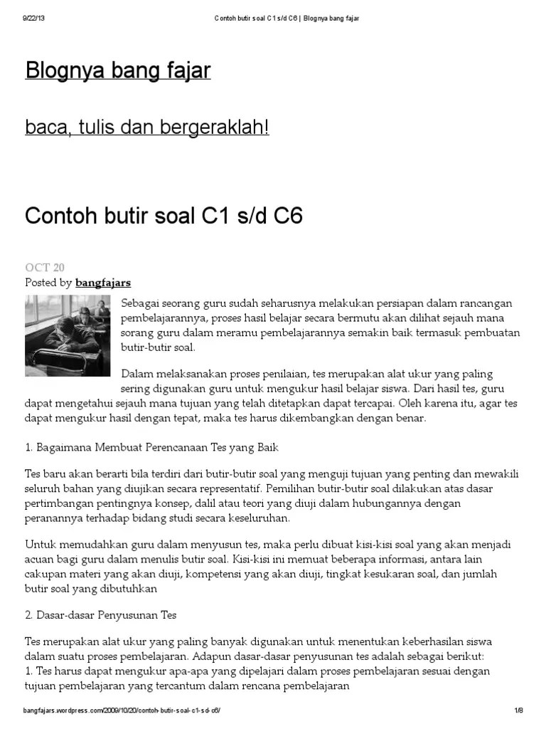 Contoh soal hots untuk sd kelas 4 kumpulan materi pelajaran dan contoh soal 2 from. Contoh Butir Soal C1 S D C6 Blognya Bang Fajar Pdf