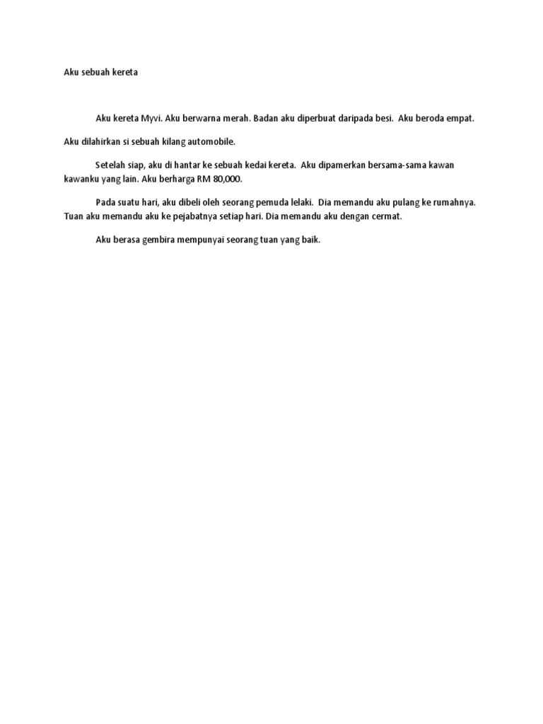 contoh karangan autobiografi aku sebatang pokok kelapa via ointoh.blogspot.com. Aku Sebuah Kereta