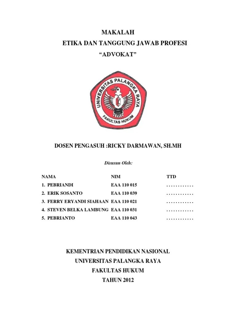 5 masrudi muchtar, 2016, etika profesi dan hukum kesehatan (prespektif profesi bidan dalam. Makalah Etika Dan Tanggung Jawab Profesi Pdf
