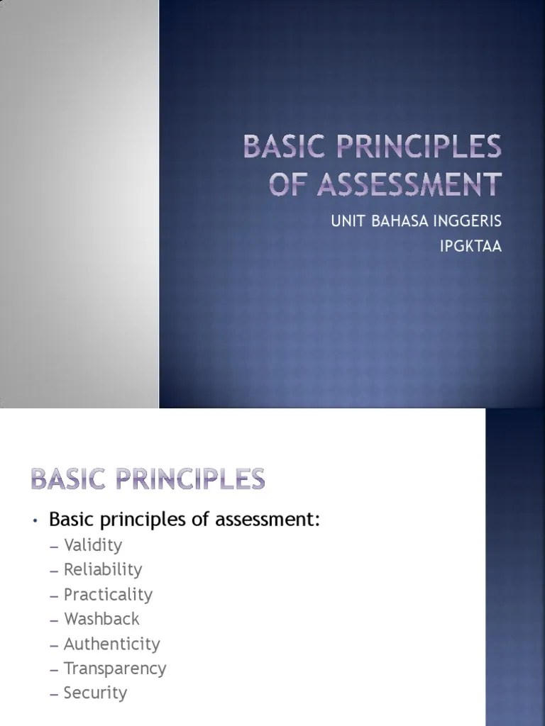 Principles of assessment