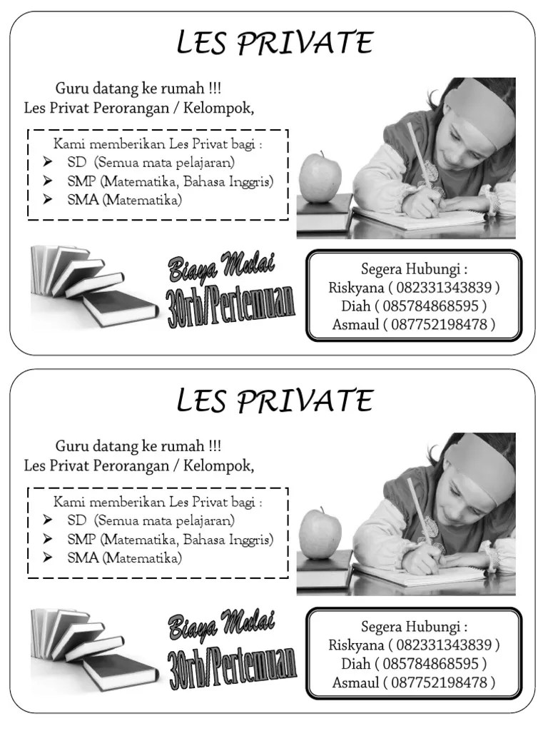 Contoh desain brosur bimbingan belajar bimbel les privat brosur kursus. Brosur Les Pdf