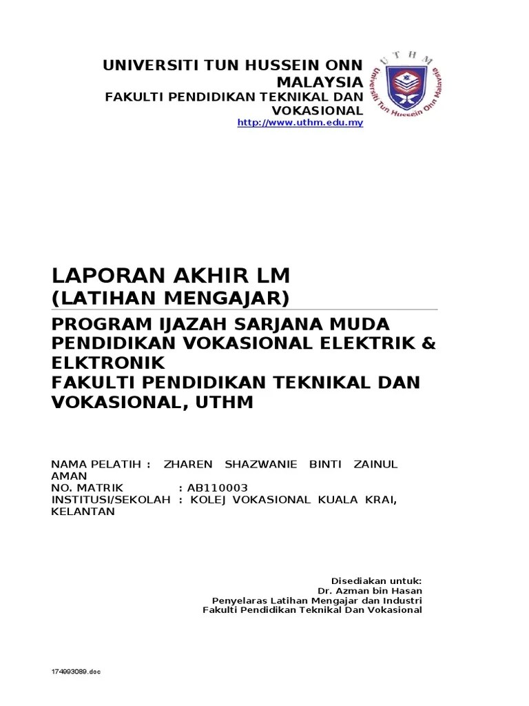 Contoh Laporan Latihan Industri Kolej Vokasional Teknologi Pembinaan Seputar Laporan Cute766