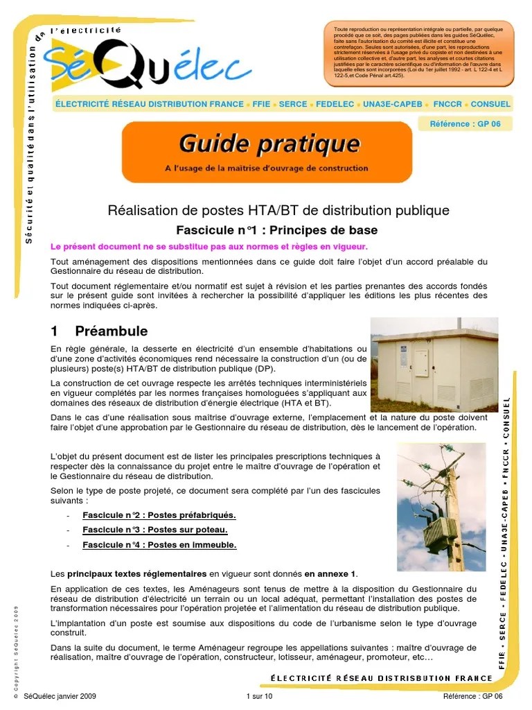 Sequelec Guide Pratique Poste | PDF | Réseau électrique | Puissance  (physique)