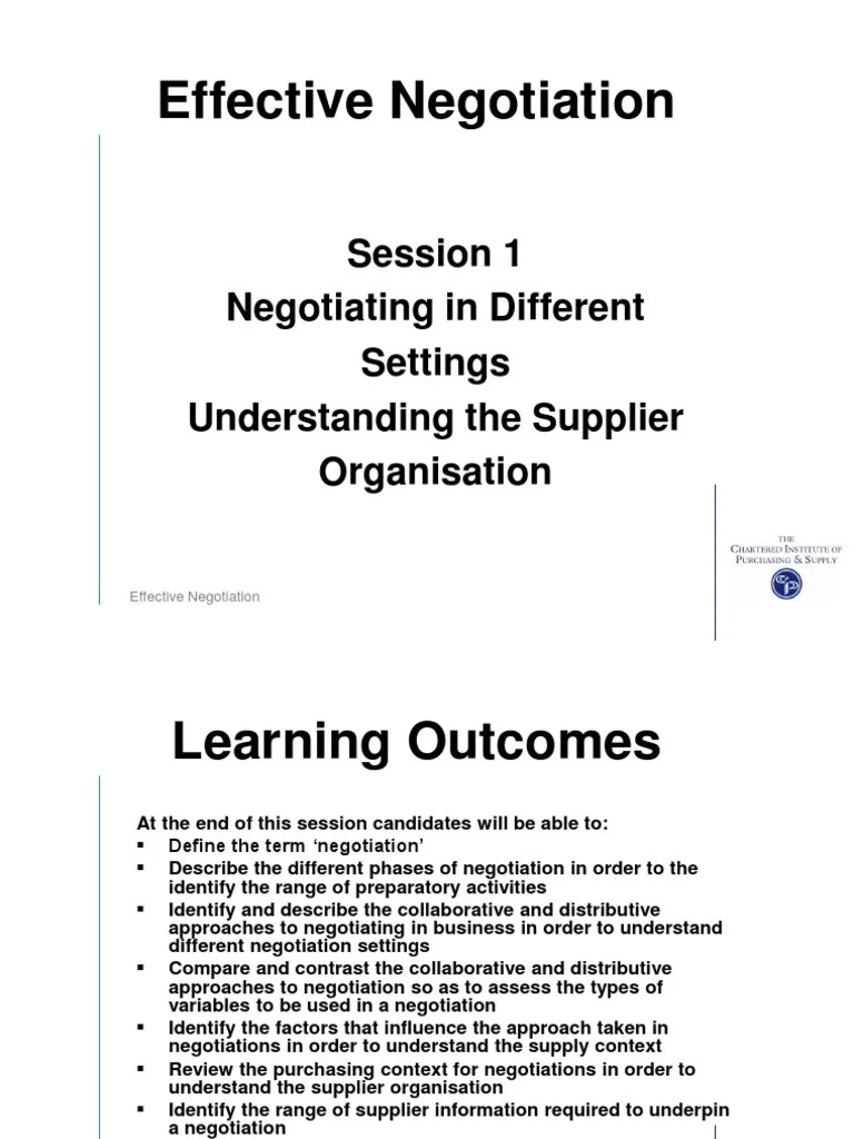 CIPS Level 4 Effective Negotiation | Negotiation | Evaluation