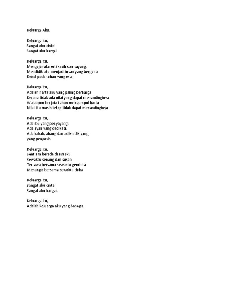 Pantun kasih, kasih ibu membawa ke syurga kasih ayah sepanjang masa. Sajak Keluarga Aku Pdf