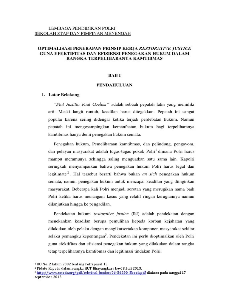 Optimalisasi Penerapan Prinsip Kerja Restorative Justice | PDF