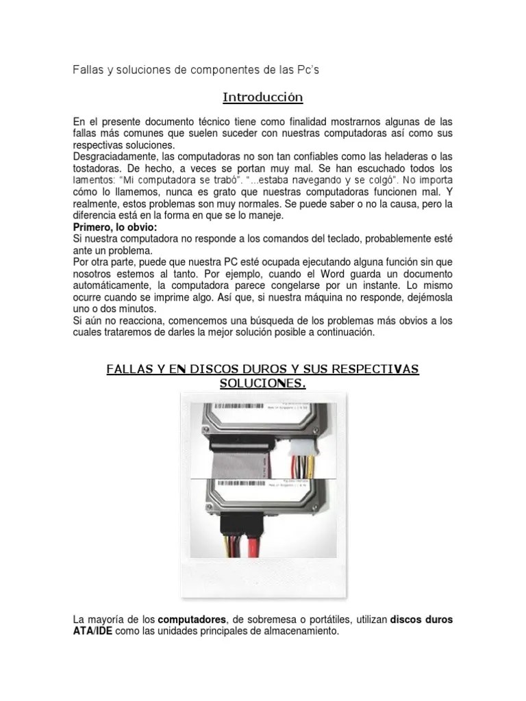 Posibles Fallas Y Soluciones De La Board | PDF | Disco Duro | Bios