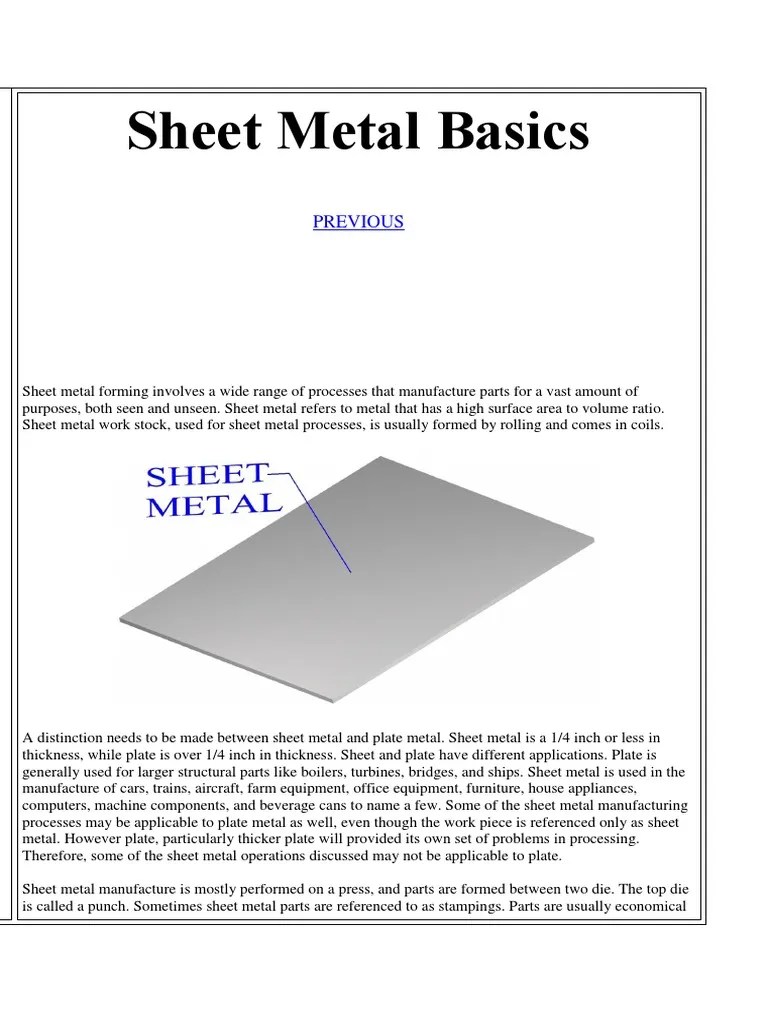 Sheet Metal Basics | PDF | Sheet Metal | Deformation (Engineering)