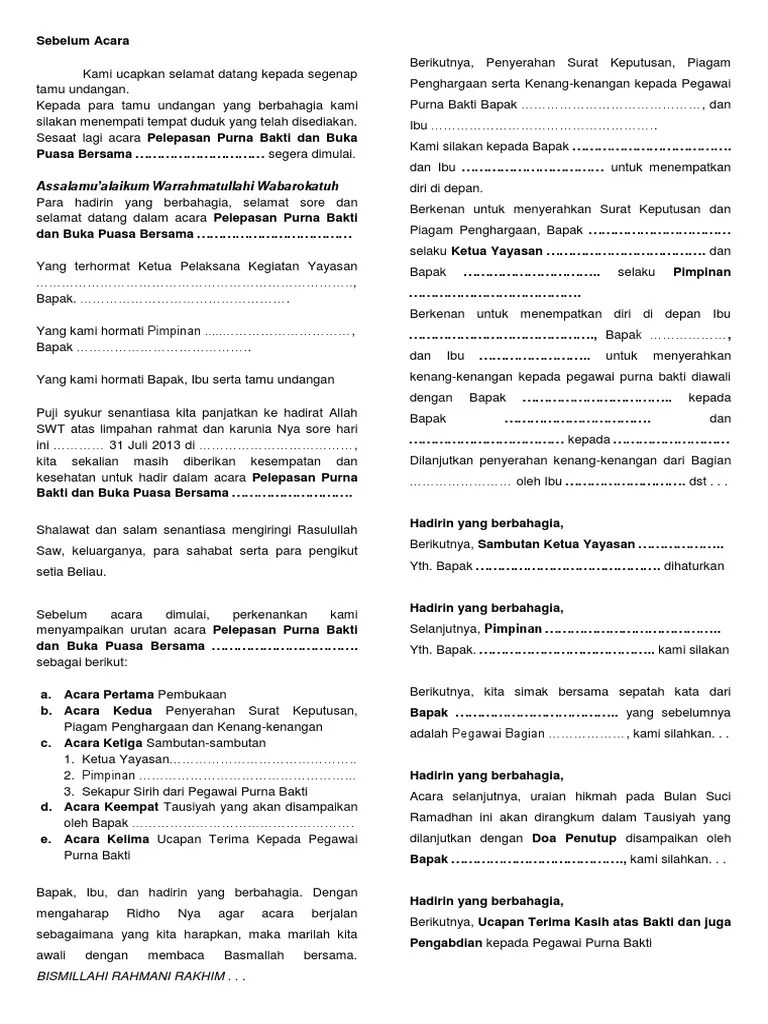 Contoh Kata Sambutan Singkat Acara Buka Puasa Bersama