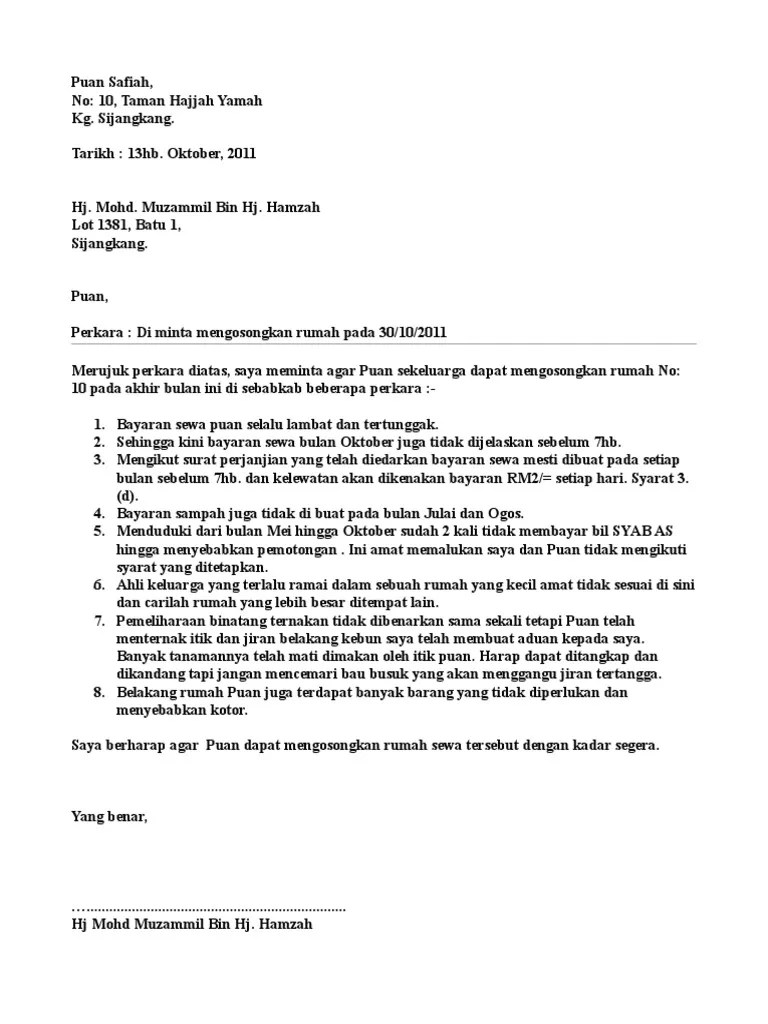 14 contoh surat somasi untuk pengosongan rumah kumpulan contoh . Notis Keluar Rumah Kepada Penyewa Notis Keluar Rumah Kepada Penyewa Contoh Surat Notis Keluar Dari Rumah Sewa Contoh Surat Photosmanualvarino