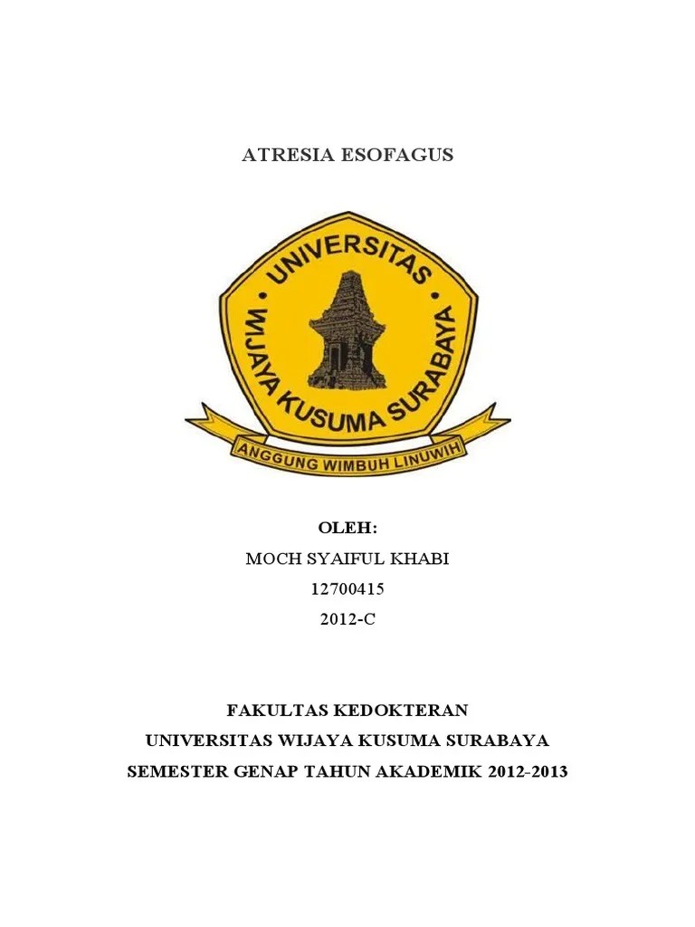 Atresia esofagus merupakan kelainan kongenital yang ditandai dengan tidak. Makalah Faal Atresia Esofagus Pdf
