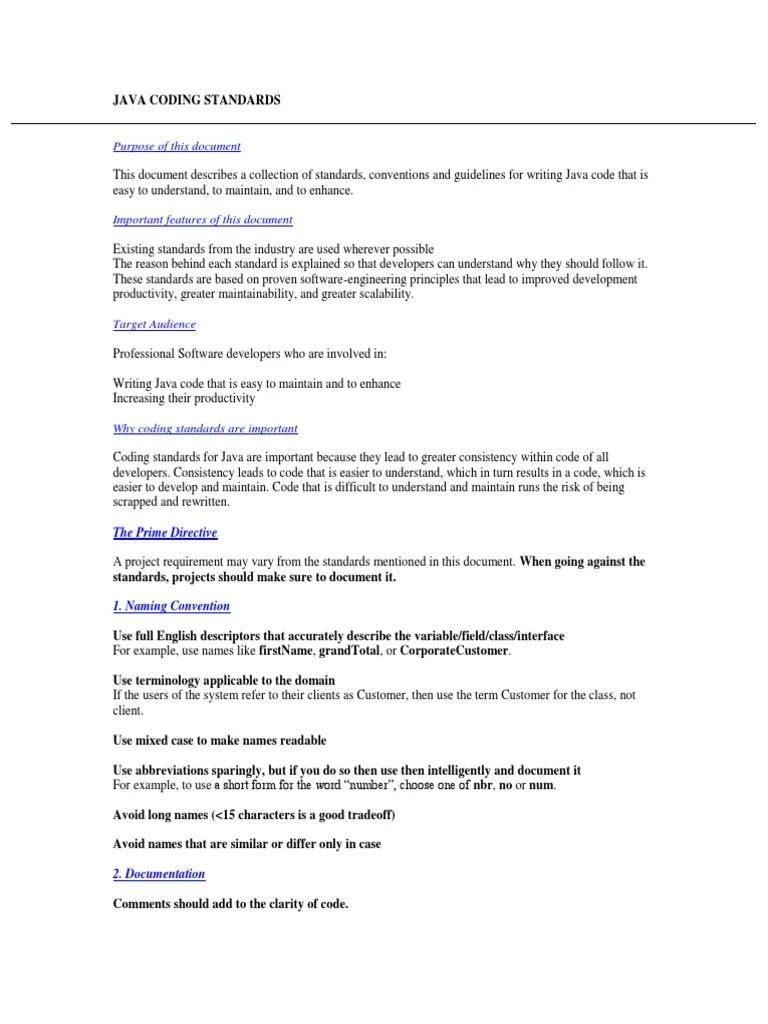 Java Coding Conventions PDF | PDF | Method (Computer Programming ...