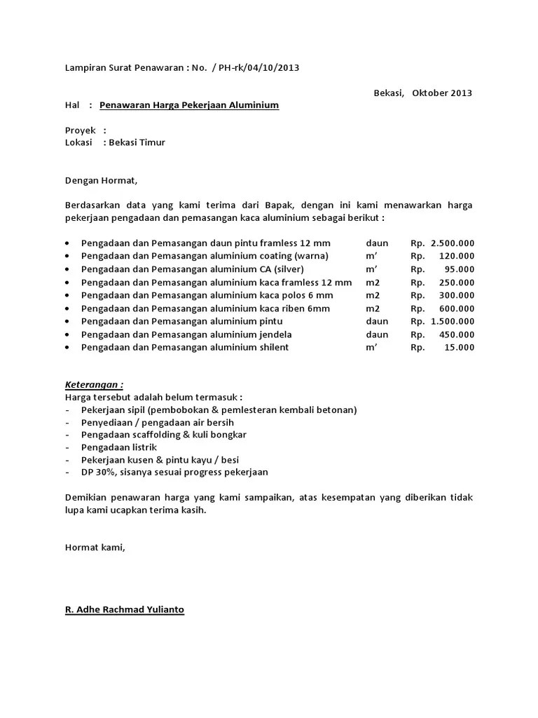 Apa itu surat tender atau surat penawaran? Contoh Surat Penawaran Harga Jasa Konstruksi Nusagates
