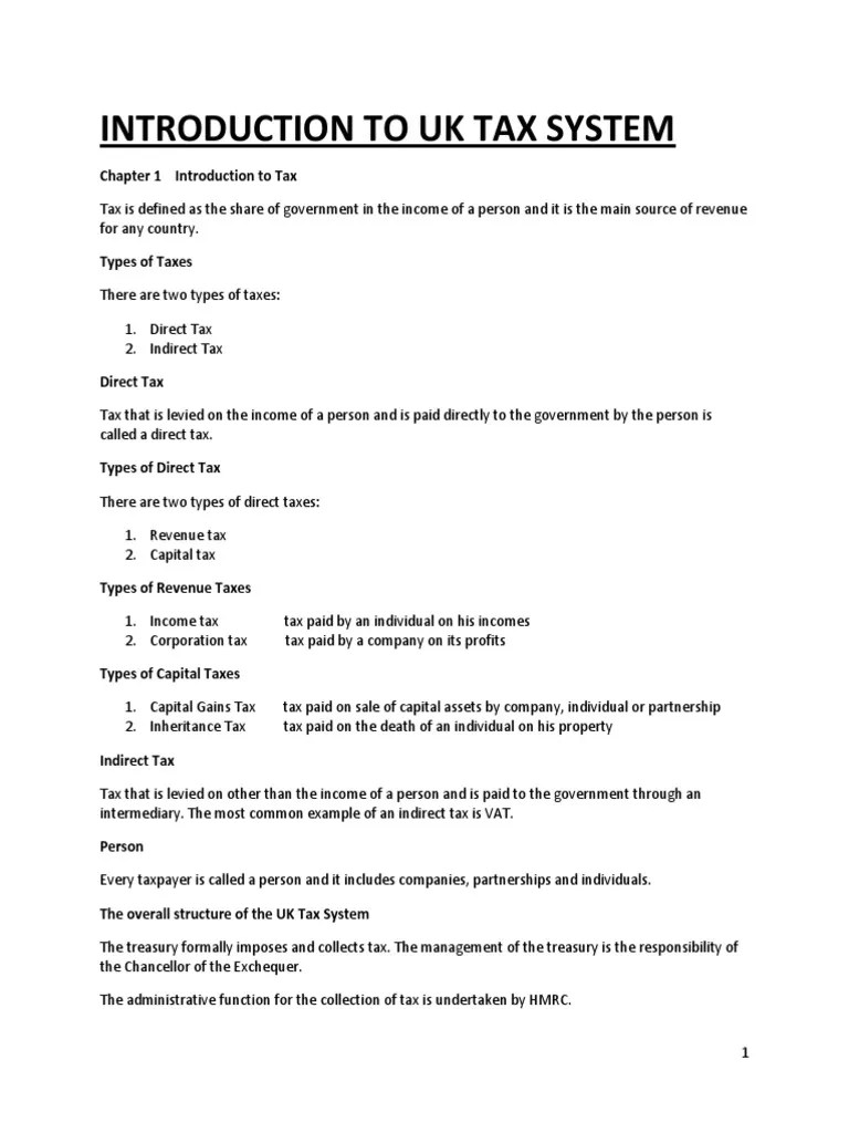 Chapter 1 Introduction To Uk Tax System | PDF | Taxes | Revenue