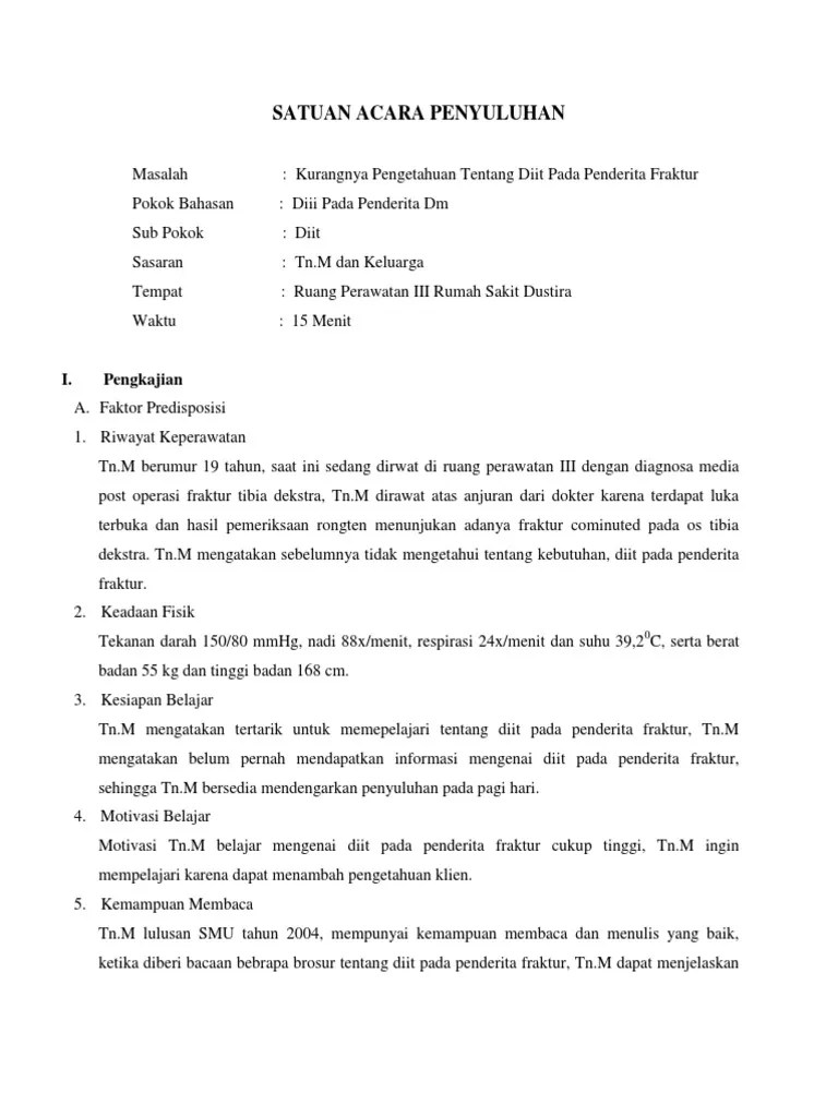 Satuan Acara Penyuluhan Diit Fraktur | PDF