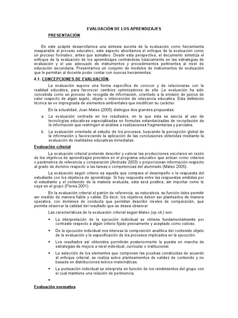 Evaluación De Los Aprendizajes | PDF | Evaluación | Validez (Estadísticas)