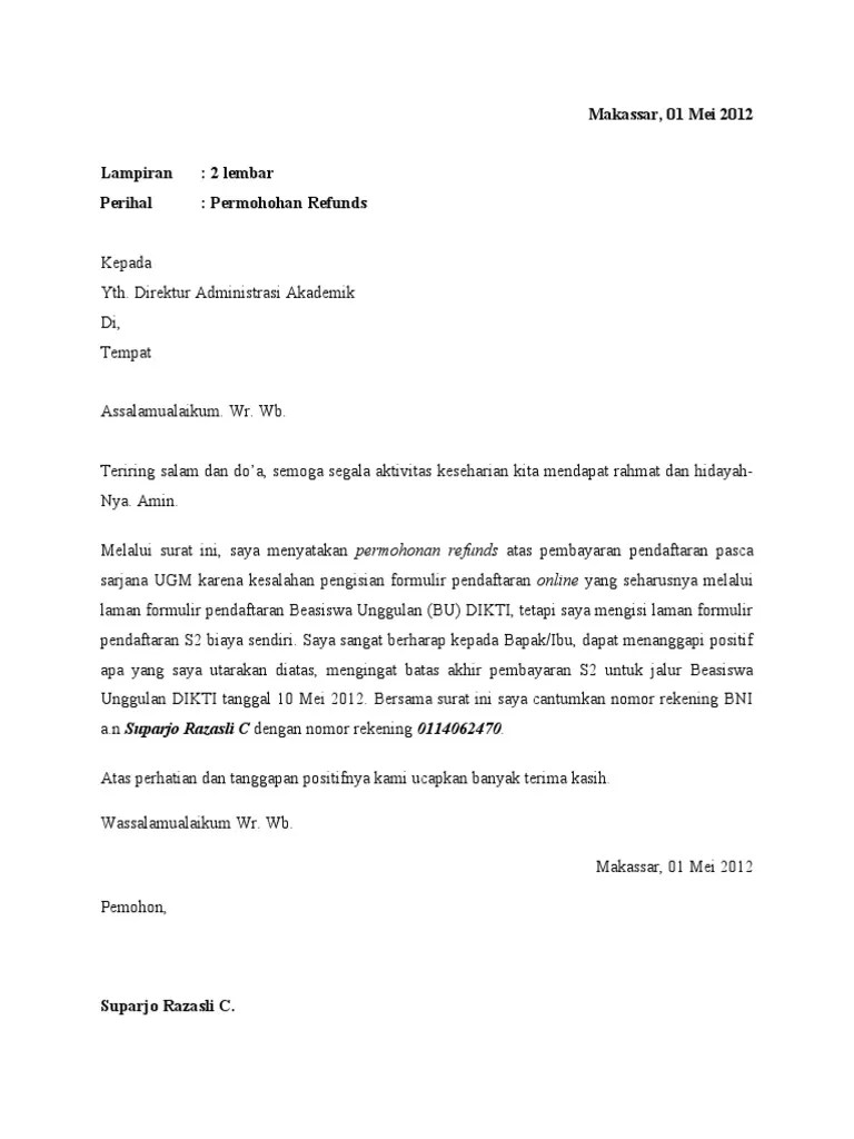 Yuk Cek  8 Referensi  Contoh  Surat Permohonan Refund Dana  Yuk Cek  8 Referensi  Contoh  Surat Permohonan Refund Dana