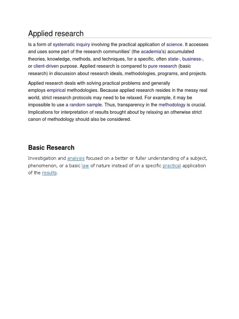 Applied Research | PDF | Experiment | Scientific Method