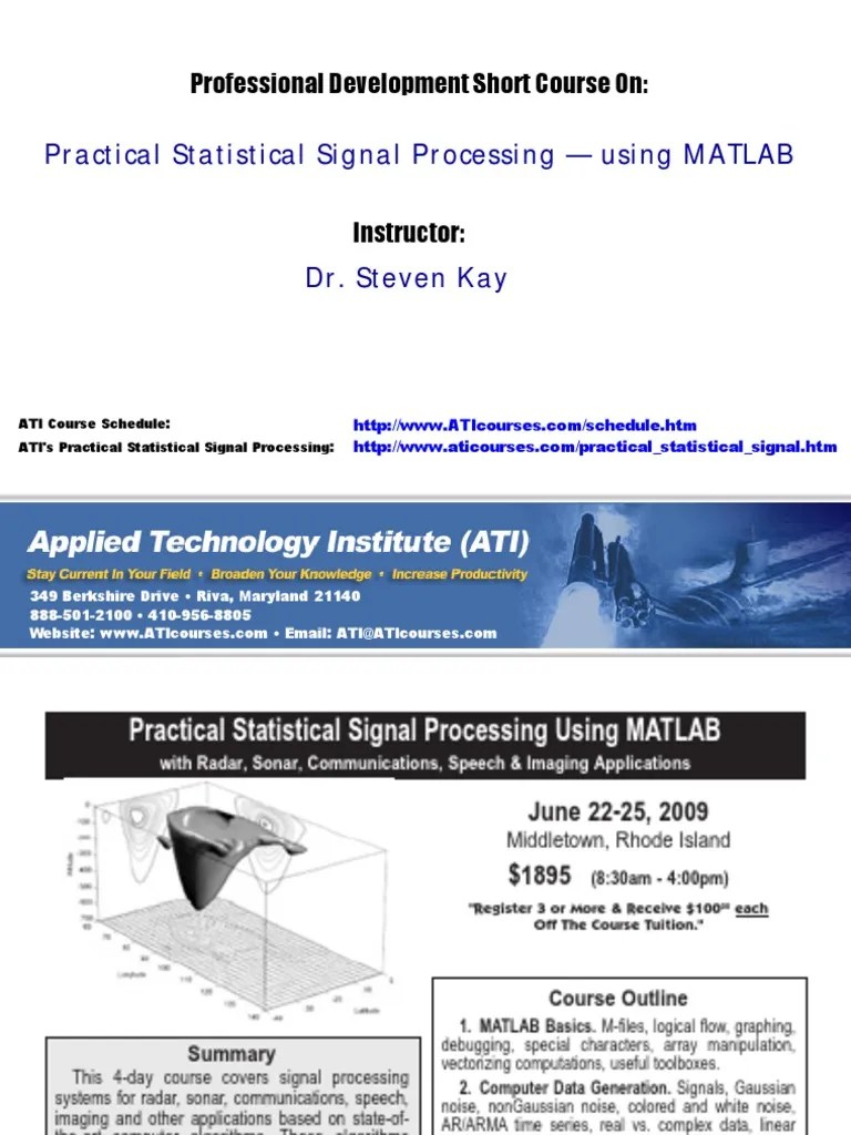 Practical Signal Processing Course With MATLAB | PDF | Estimation ...