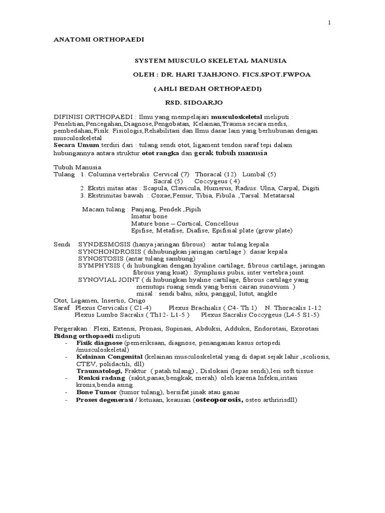 Anatomi Orthopaedi | PDF