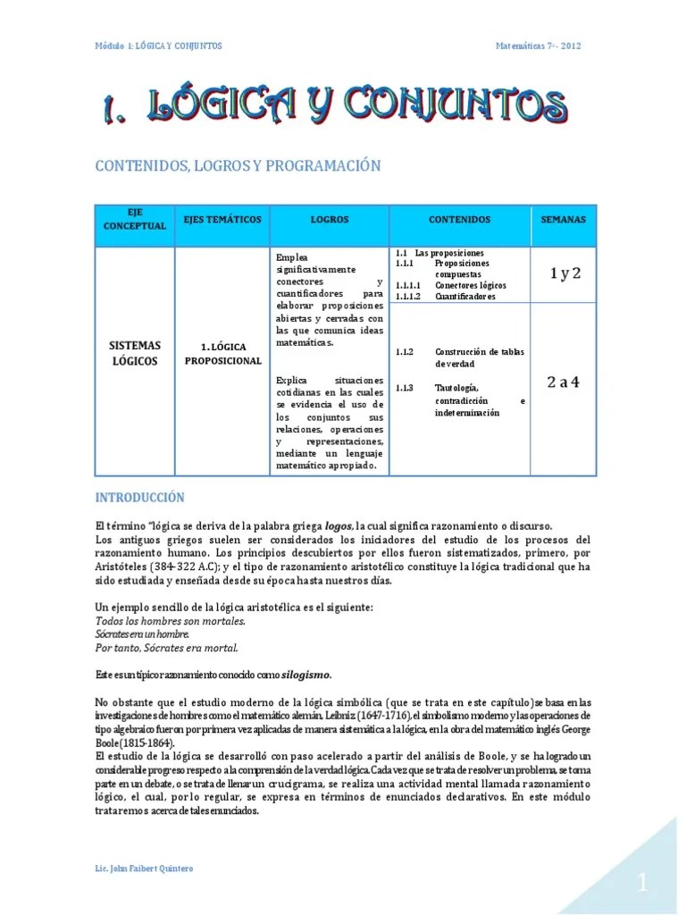 Módulo 1 Grado Séptimo - Logica Proposicional 2012 - 2013 | PDF ...
