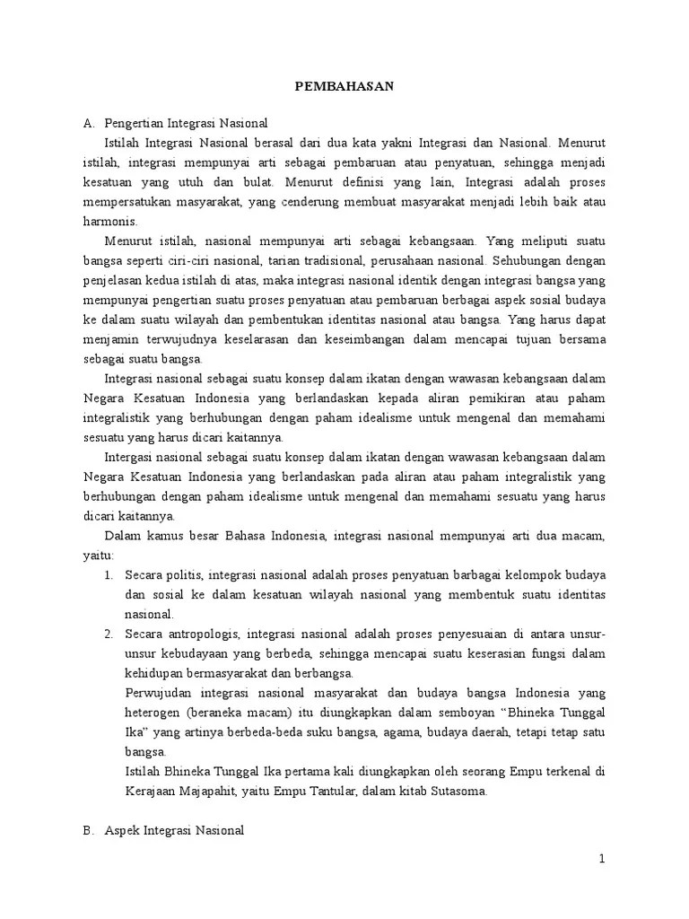 Kata Pengantar Makalah Pkn Tentang Integrasi Nasional - Contoh Makalah