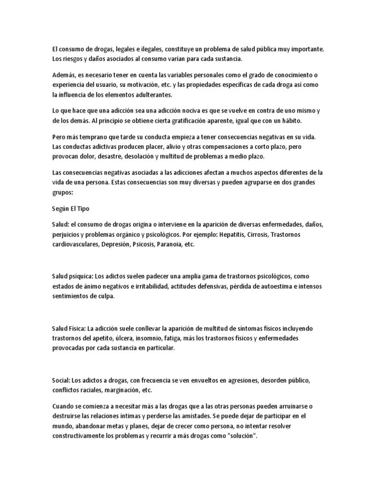 El Consumo De Drogas | PDF | La Dependencia De Sustancias | Drogas