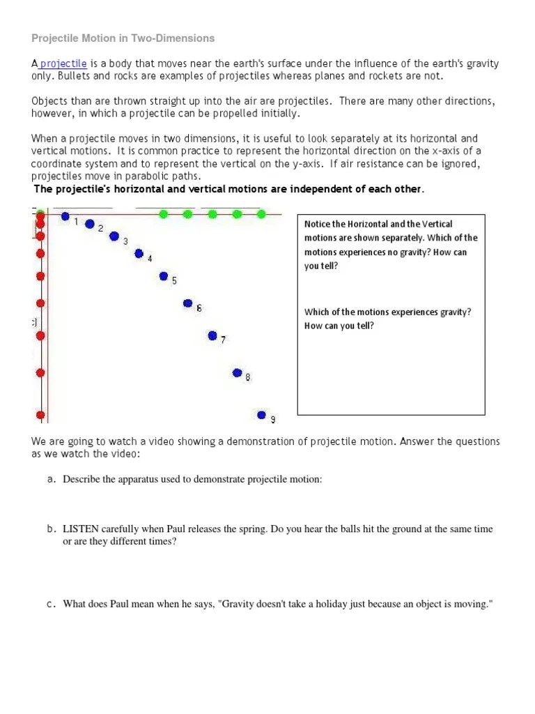 Projectile Motion In Two | PDF | Projectiles | Cartesian Coordinate System