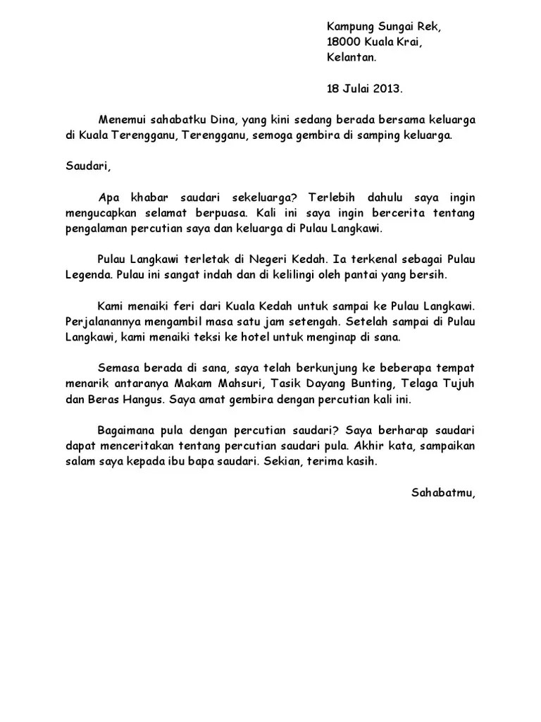 Contoh Karangan Surat Tidak Rasmi Pengalaman Cuti Sekolah Di Kampung Resepi Book I 
