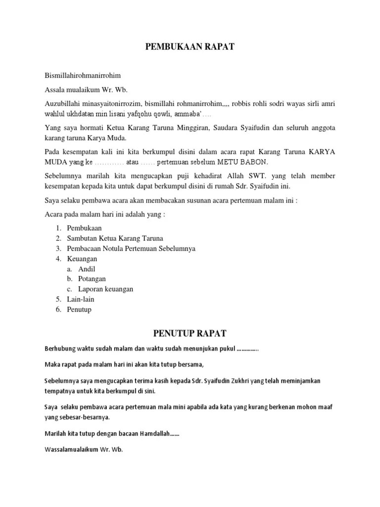 Pembukaan Rapat | PDF