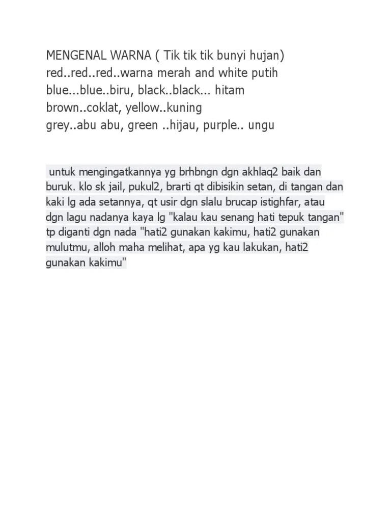 Now, listen to all your favourite songs, along with the lyrics, . Mengenal Warna Pdf