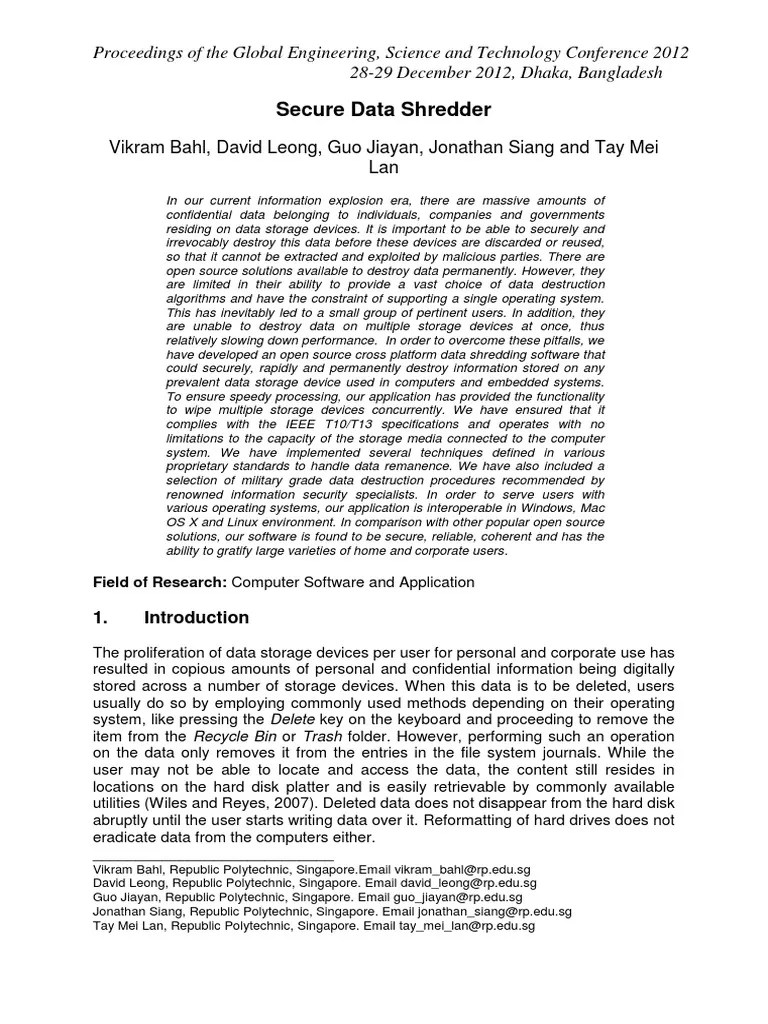 Secure Data Sanitization | PDF | Operating System | File System