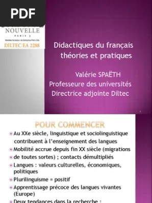 Didactiques Du Français Théories Et Pratiques V. SPAETH | PDF |  Linguistique | Communication humaine