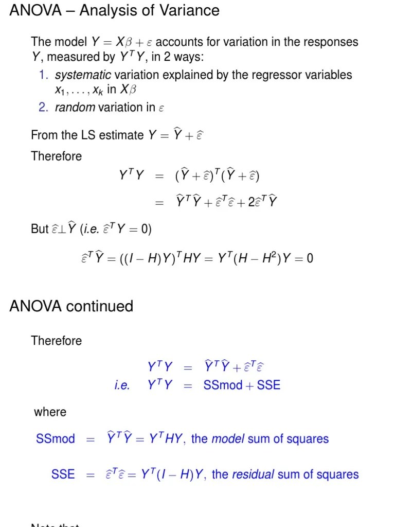 Linear Models | PDF | Errors And Residuals | Analysis Of Variance